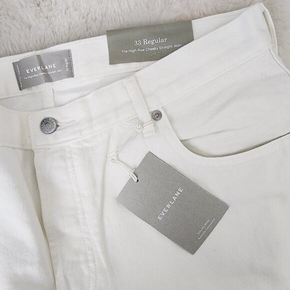 NEW Everlane The High Rise Cheeky Straight Leg High Waisted Jean Bone White - Picture 10 of 11